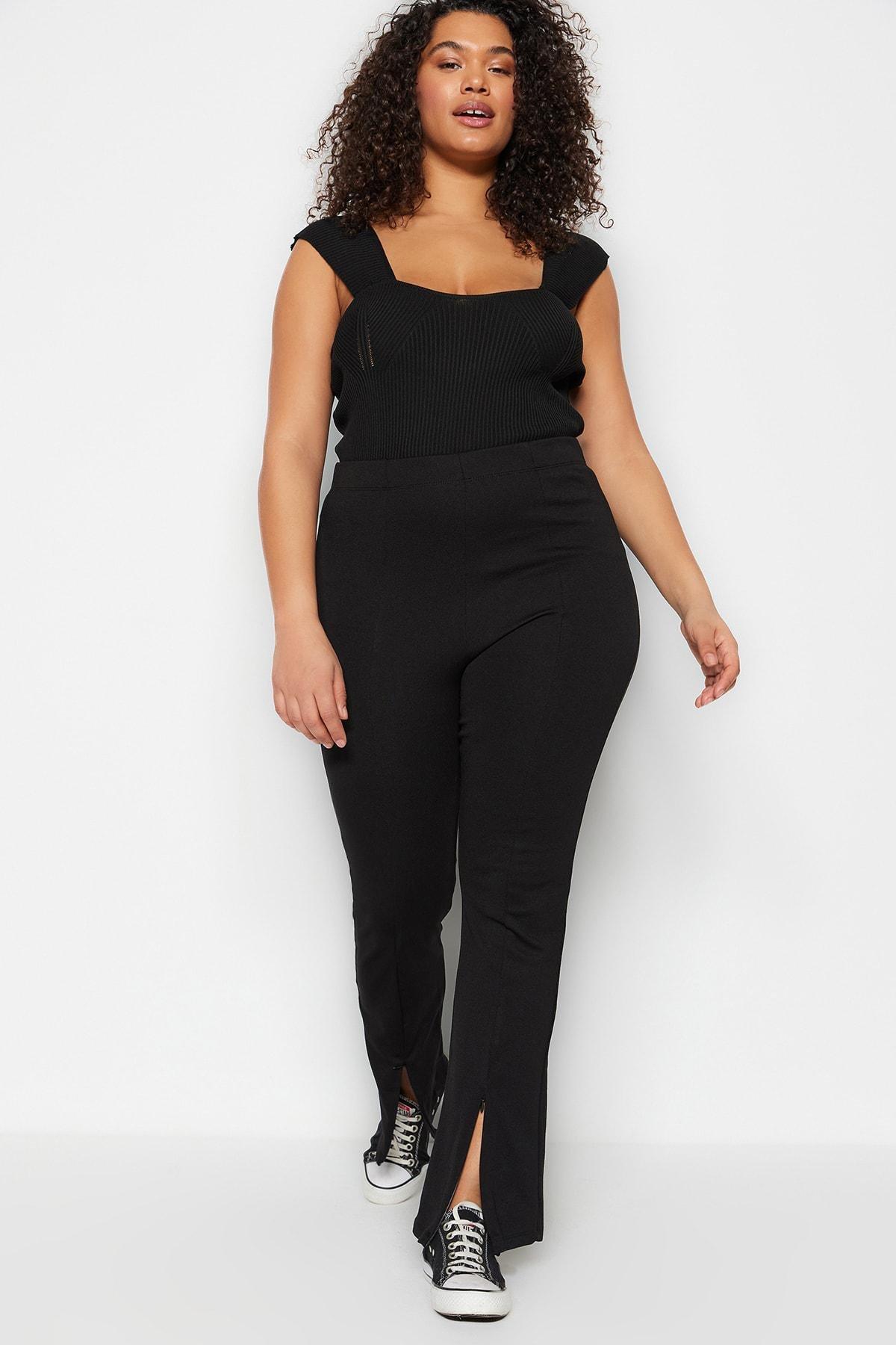 Trendyol Black Flare Plus Size Pants