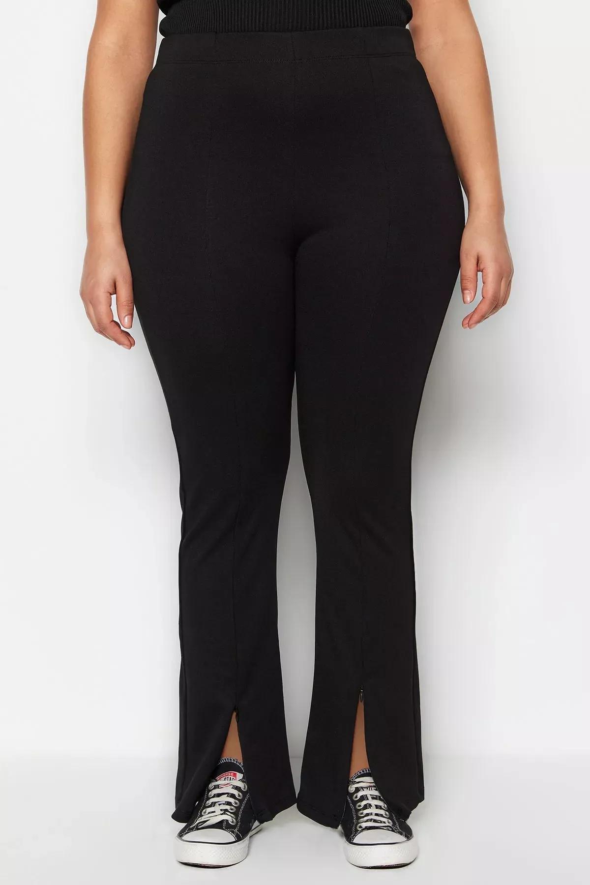 Black Skinny Plus Size Pants, Black, large image number 2
