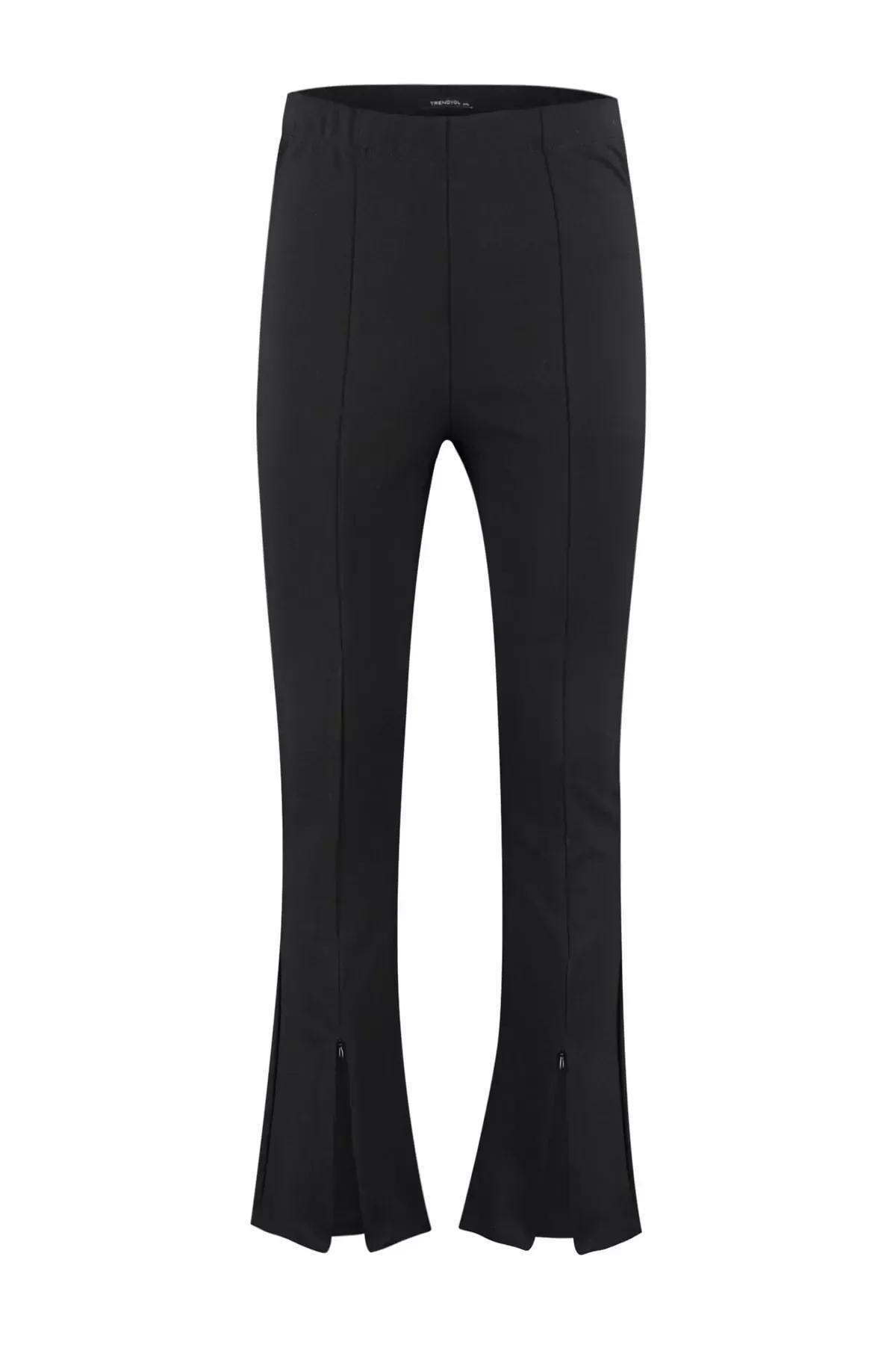 Black Skinny Plus Size Pants, Black, large image number 5