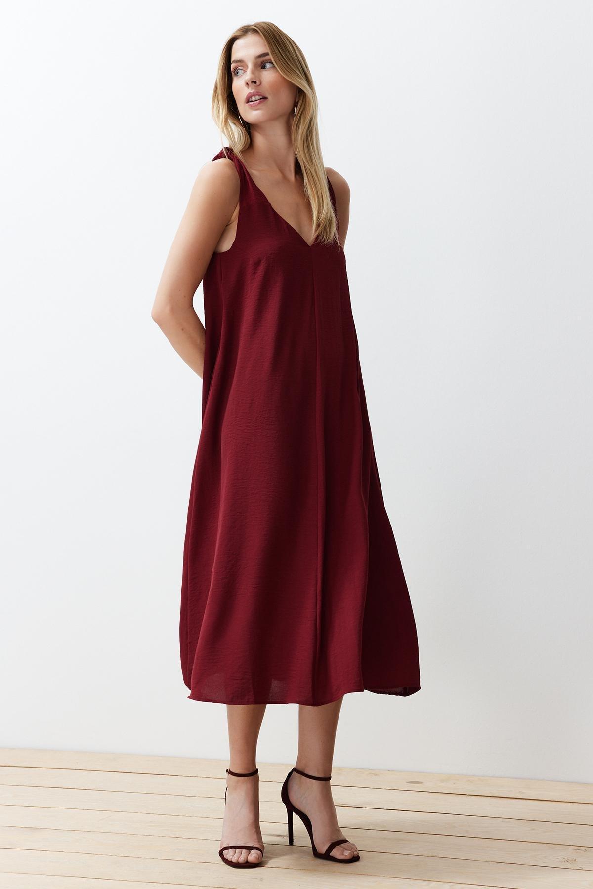 Burgundy Flowy Dress, , large image number 0