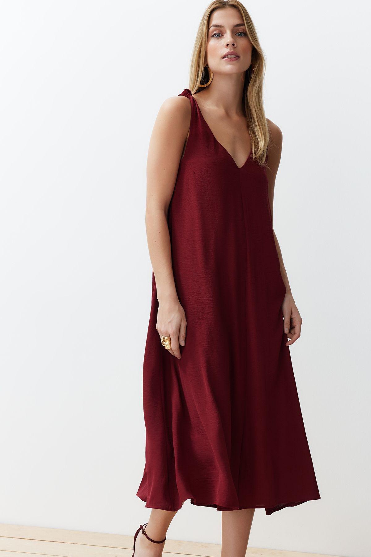 Burgundy Flowy Dress, , large image number 1