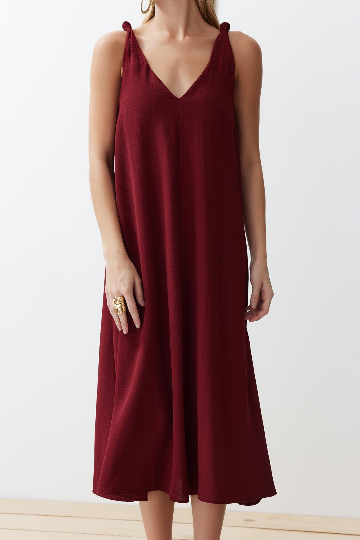 Burgundy Flowy Dress, , large image number 4