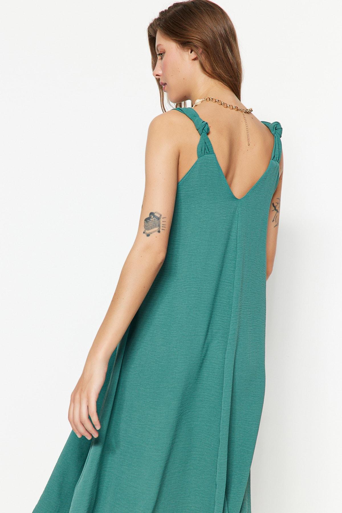 Khaki V-Neck Dress, , large image number 2
