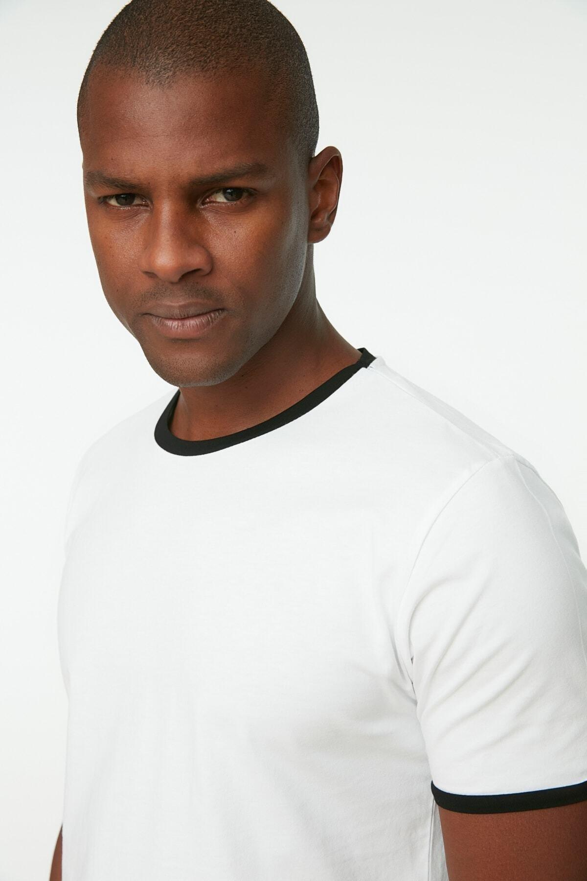 White Slim Cotton T-Shirt, , large image number 2