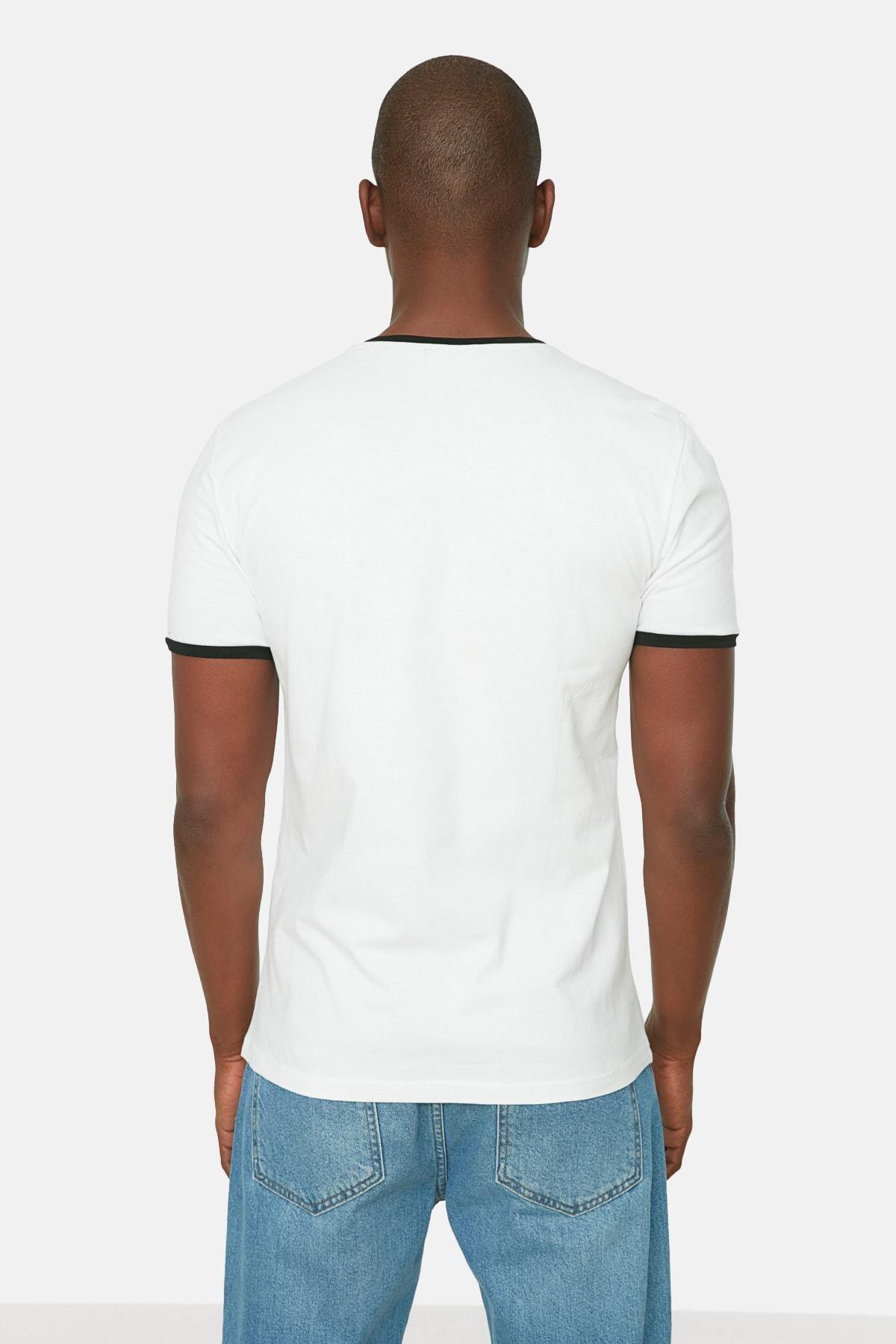 White Slim Cotton T-Shirt, , large image number 3