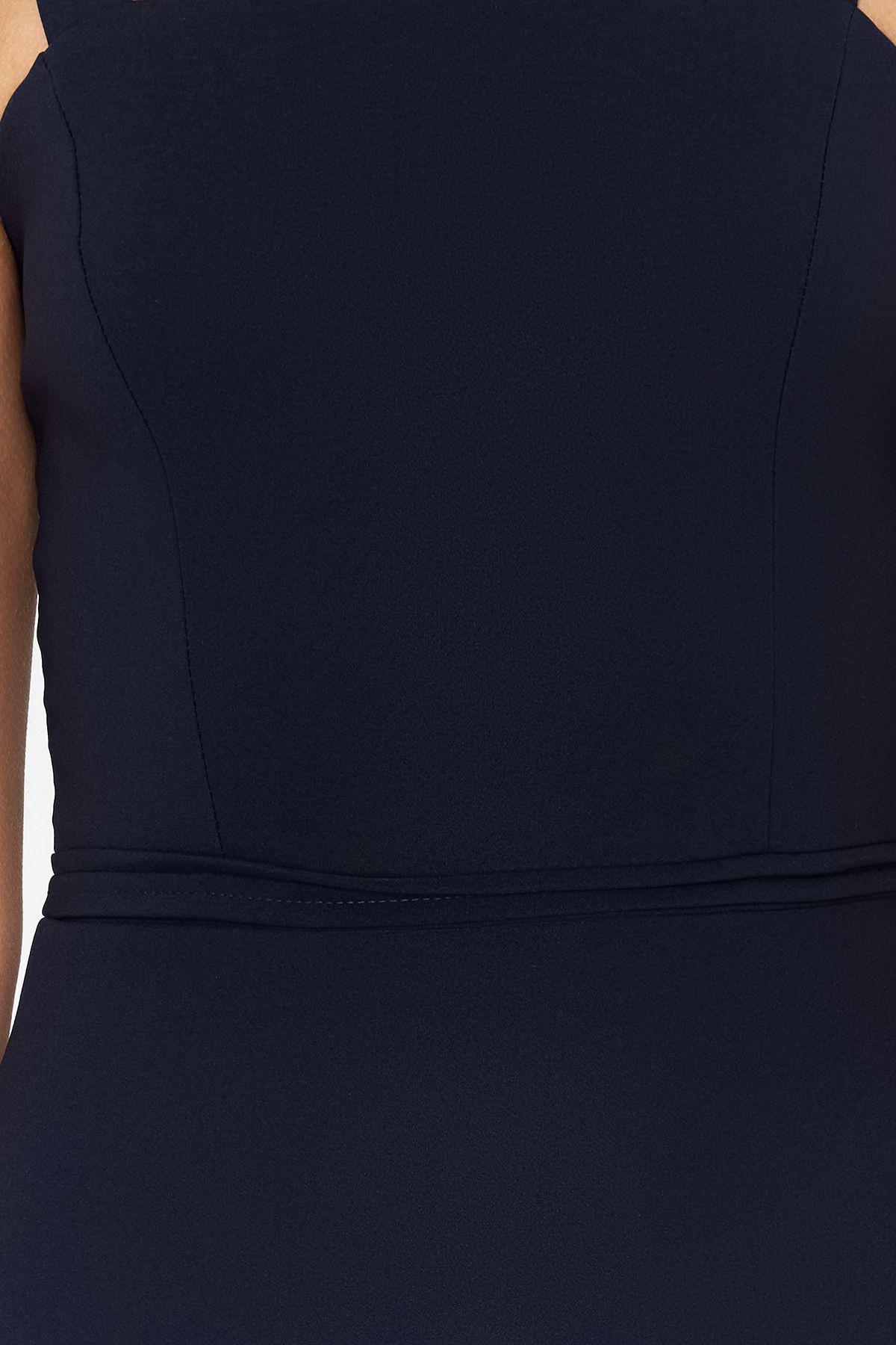 Navy Blue Frills Ruffle A-Line Dress, , large image number 3