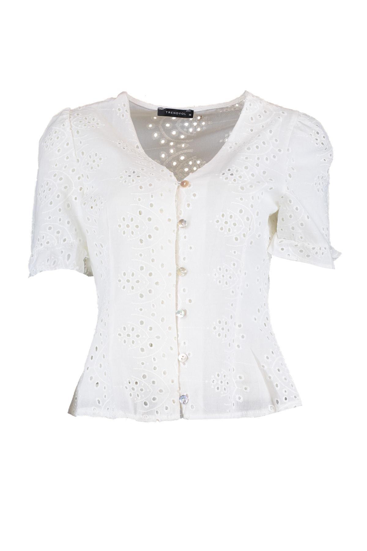 White Regular Blouse, , large image number 5