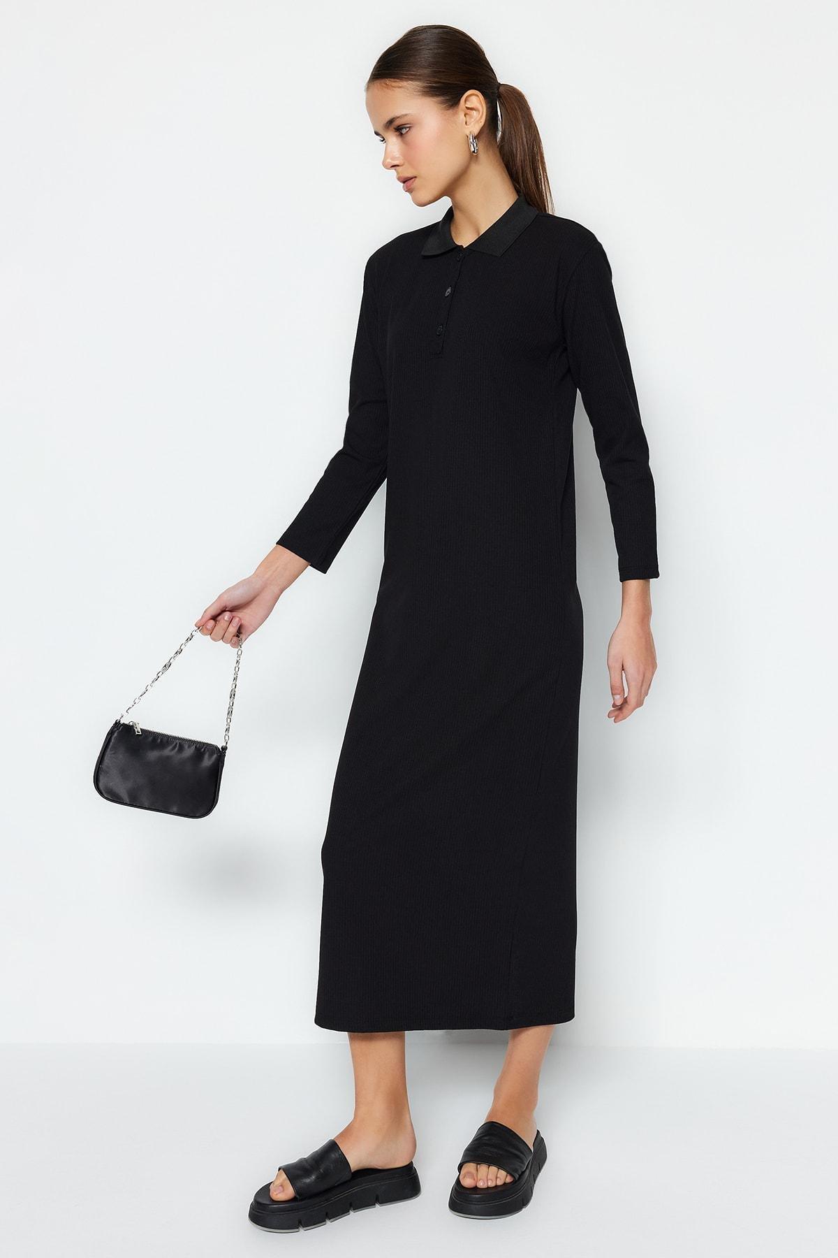 Black Polo Neck Dress, , large image number 0
