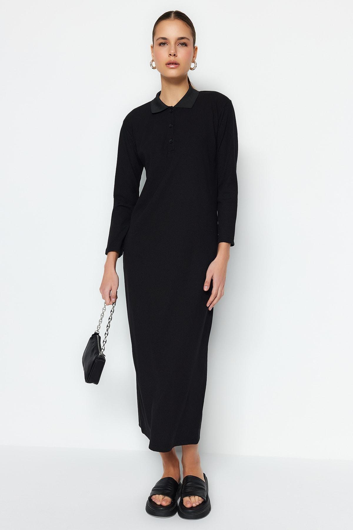 Black Polo Neck Dress, , large image number 1