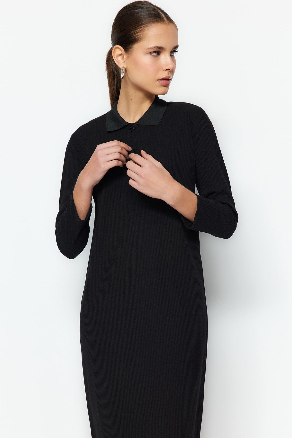 Black Polo Neck Dress, , large image number 2
