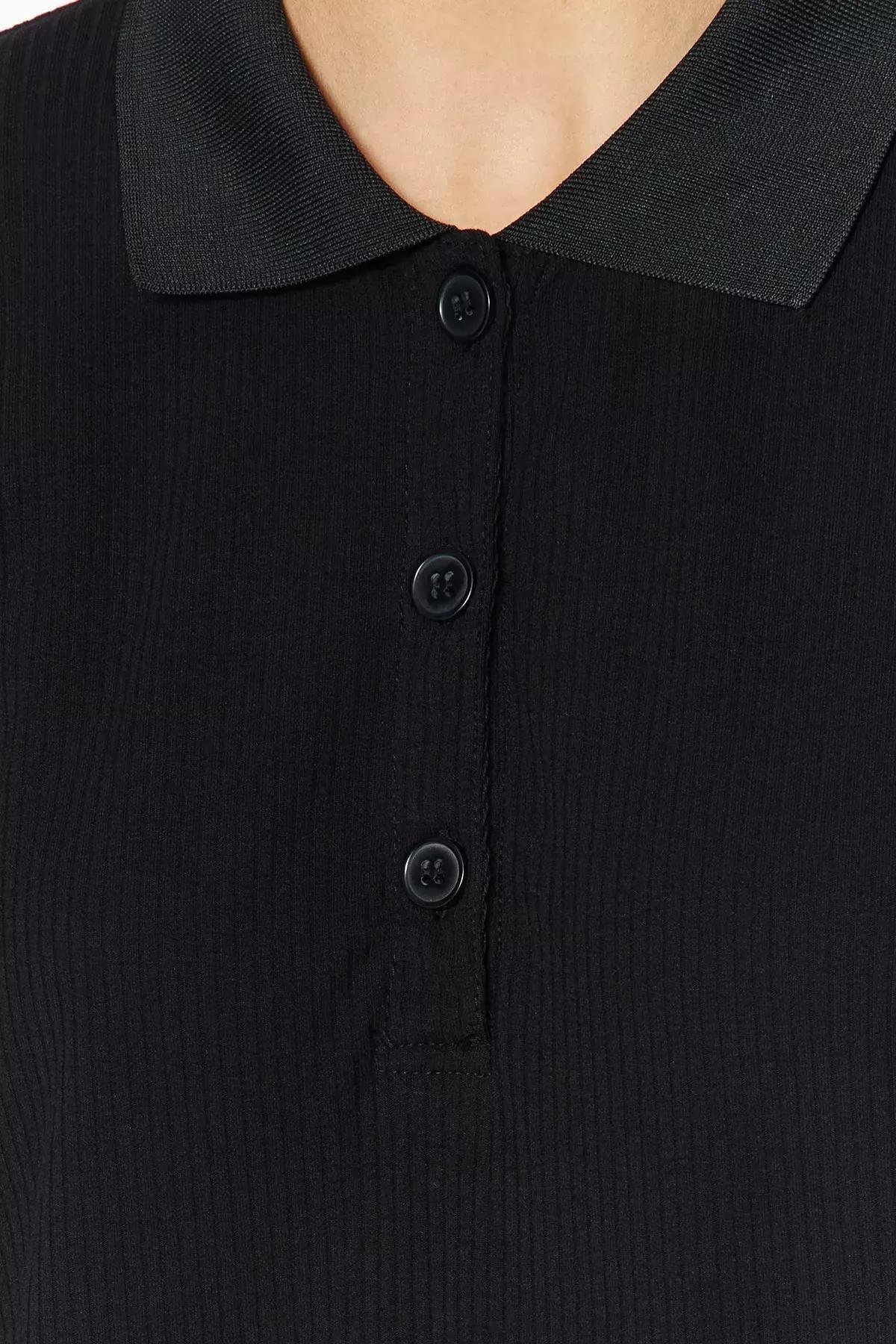 Black Polo Neck Dress, Black, large image number 4