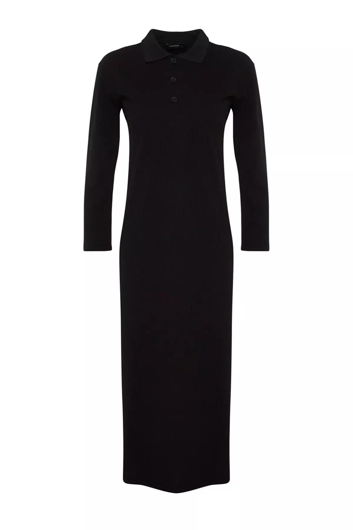 Black Polo Neck Dress, Black, large image number 5