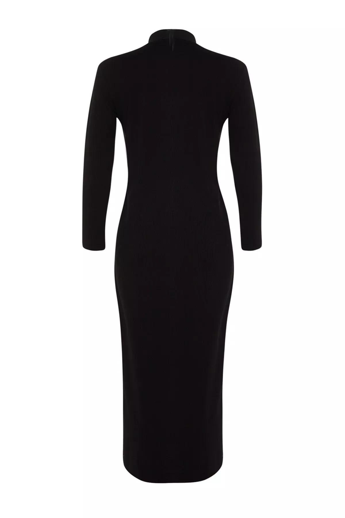 Black Polo Neck Dress, Black, large image number 7