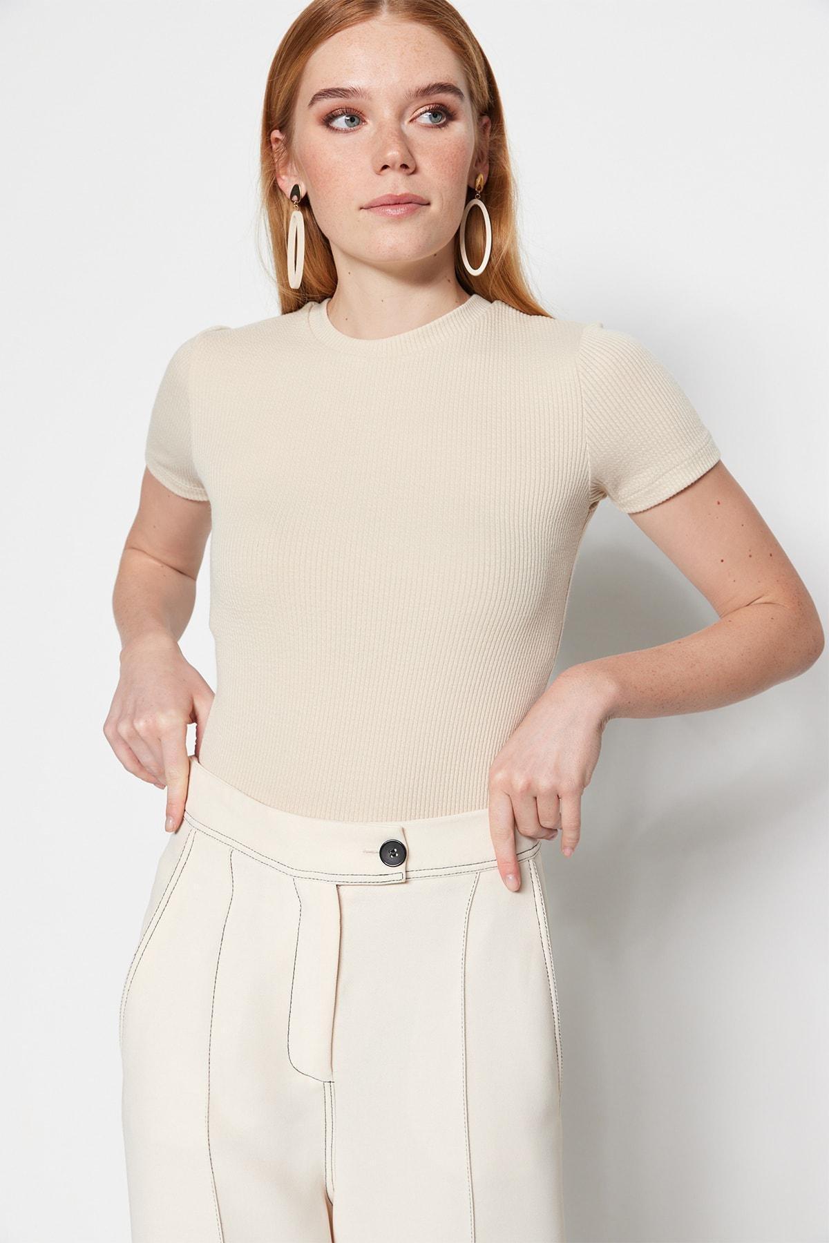 Beige Crew Neck Tunic, , large image number 2