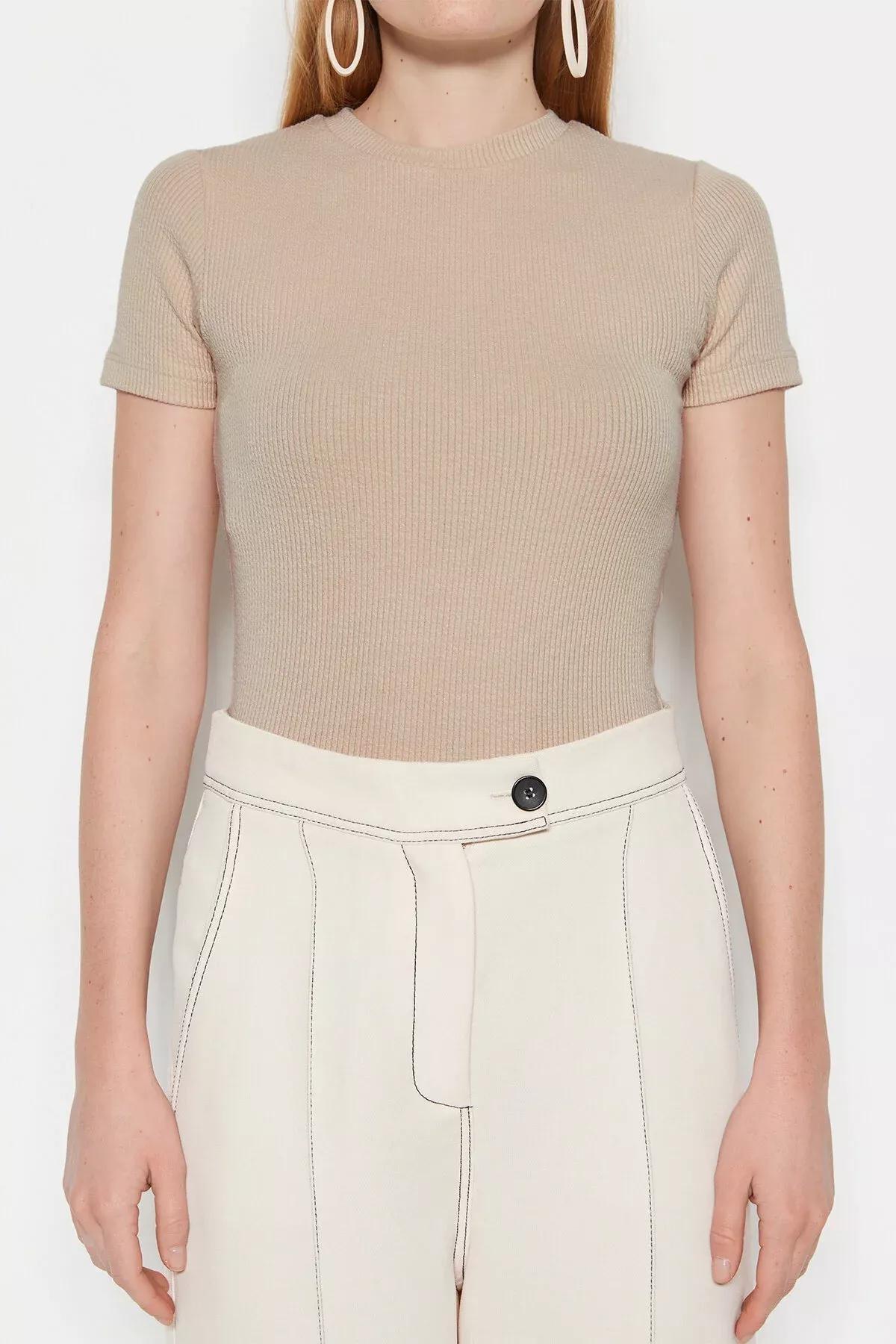 Beige Crew Neck Tunic, Beige, large image number 3