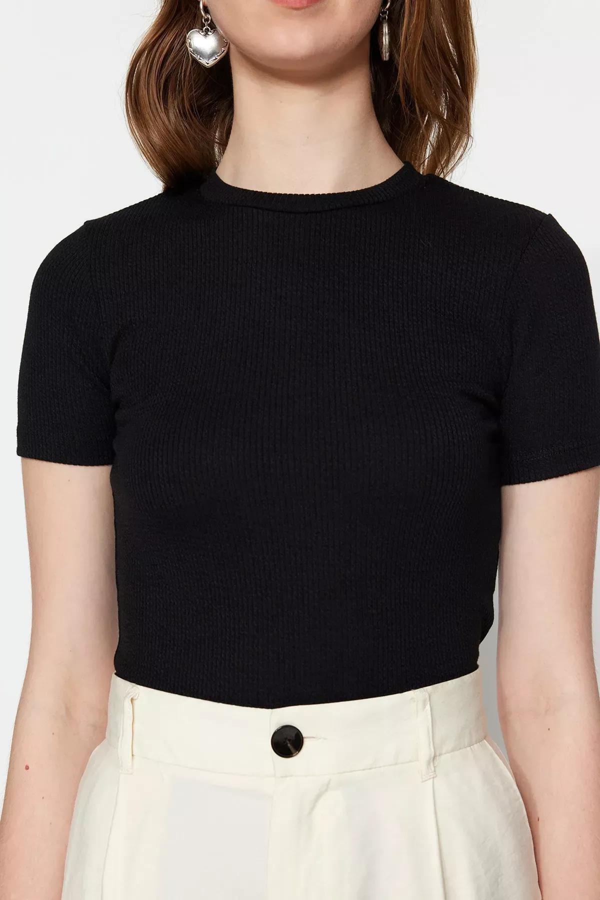 Black Crew Neck Tunic, Black, large image number 3