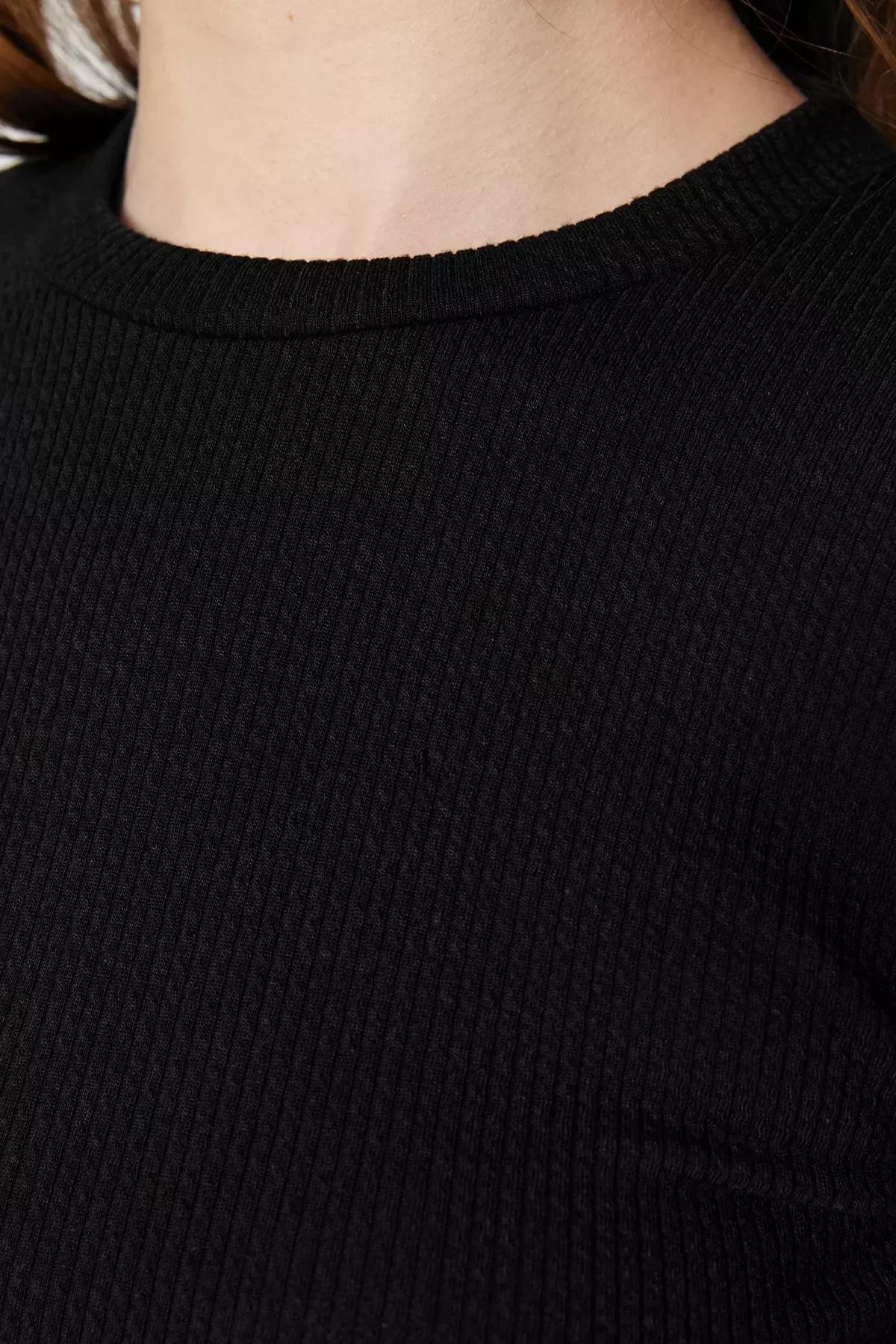 Black Crew Neck Tunic, Black, large image number 4