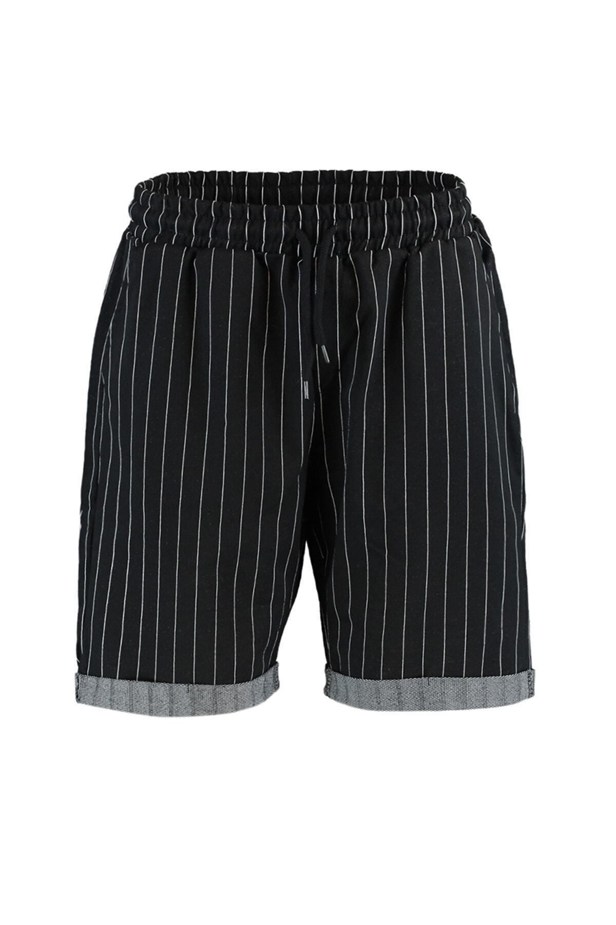 Black Striped Shorts, Black, large image number 6