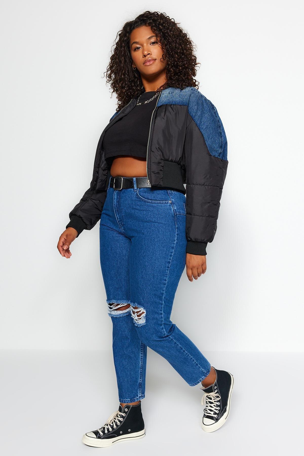 Blue Mom Plus Size Jeans, , large image number 2