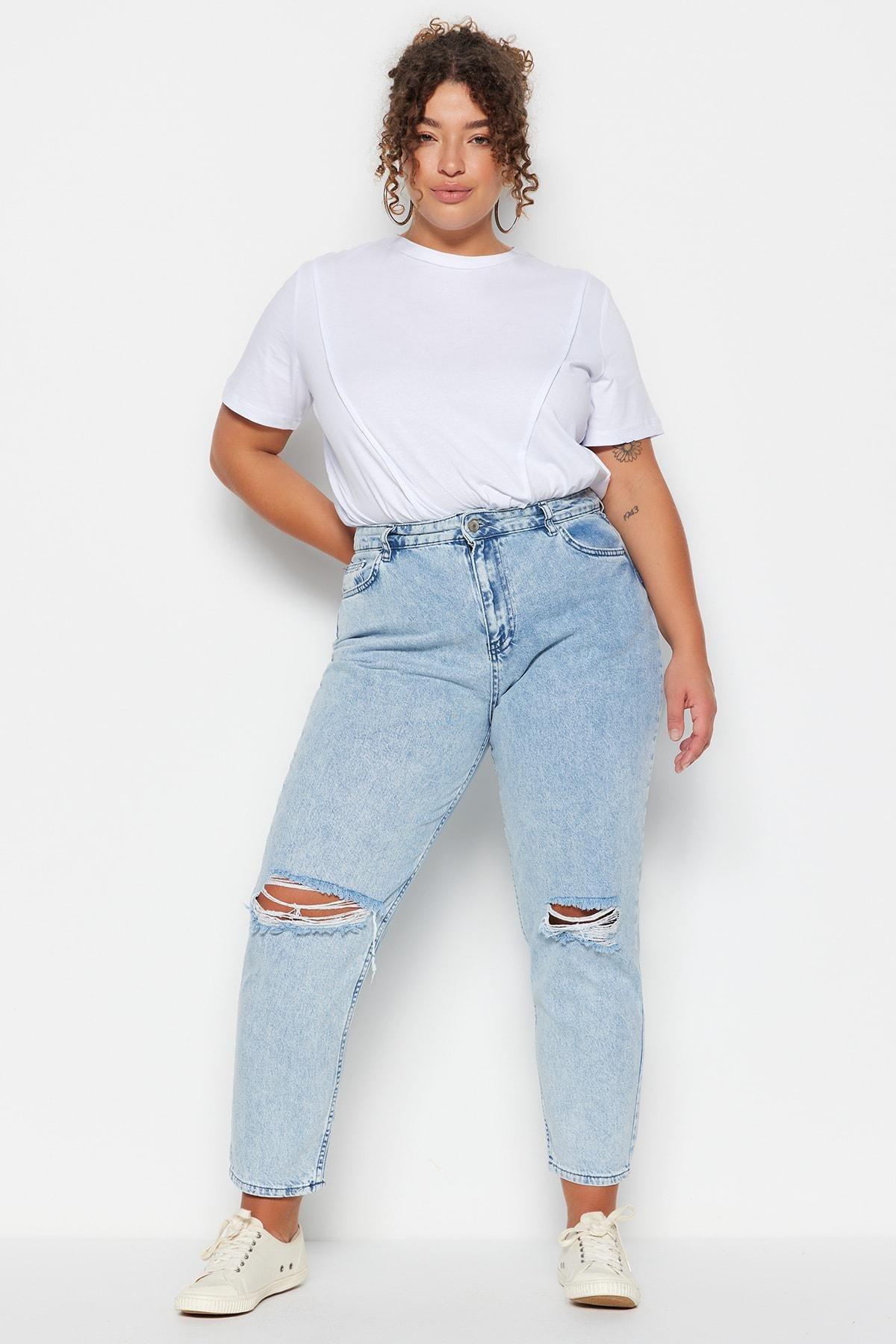 Blue Mom Plus Size Jeans, , large image number 3