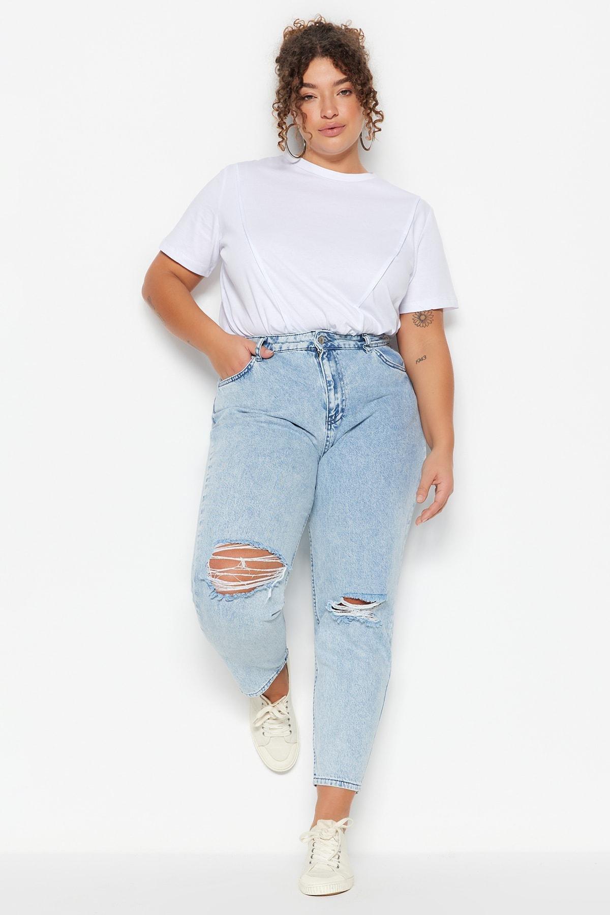 Blue Mom Plus Size Jeans, , large image number 5