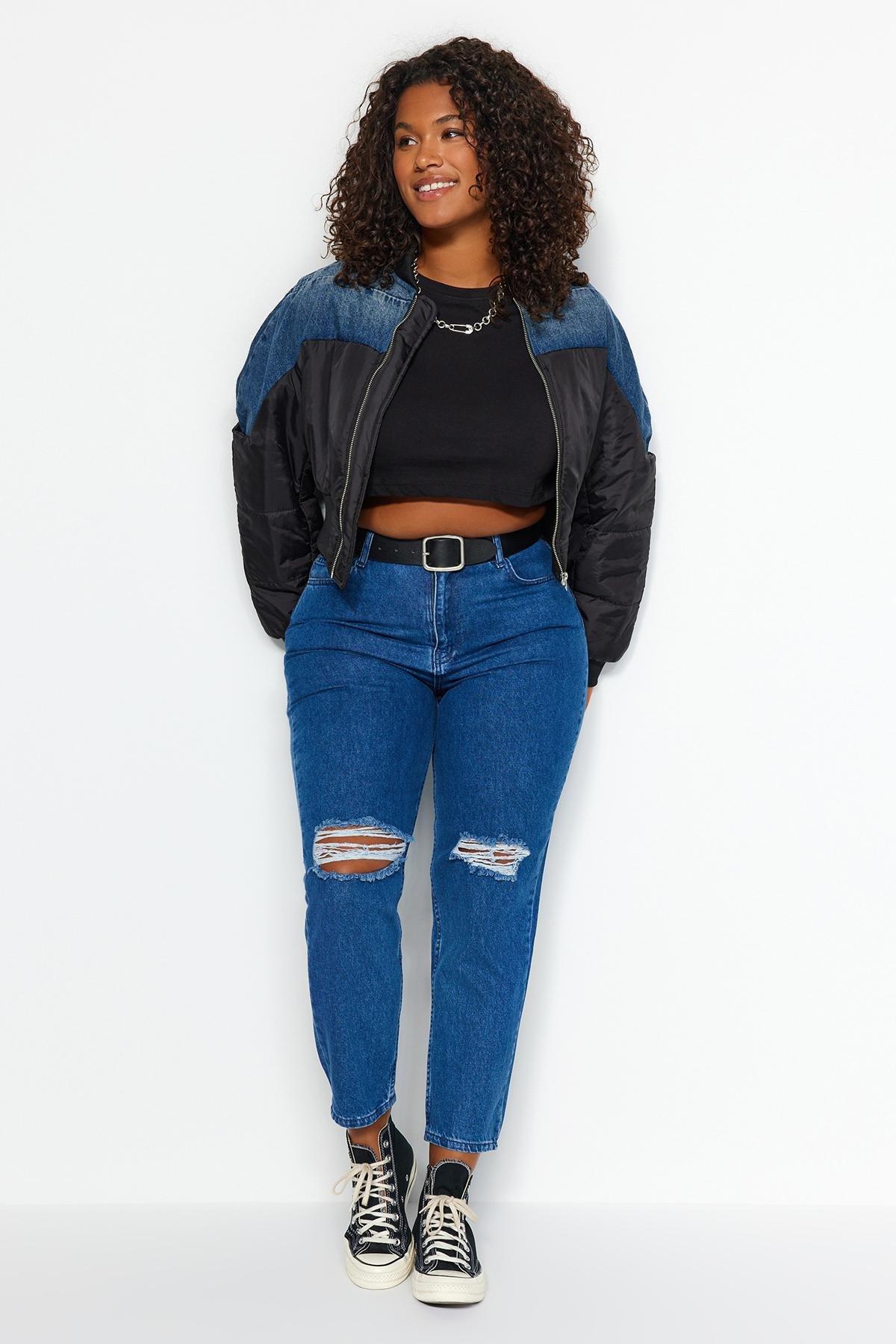 Blue Mom Plus Size Jeans, , large image number 6