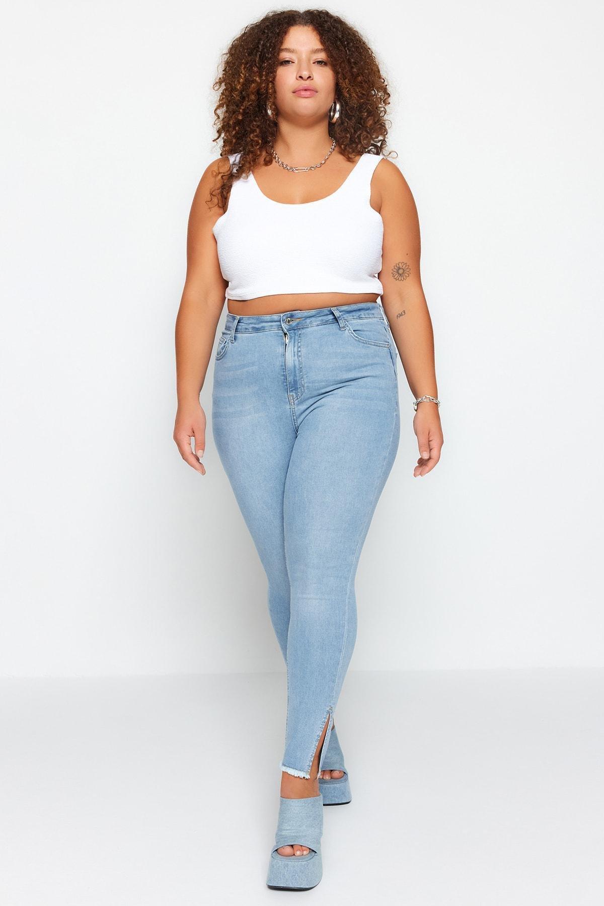 Blue Skinny Plus Size Jeans, , large image number 0