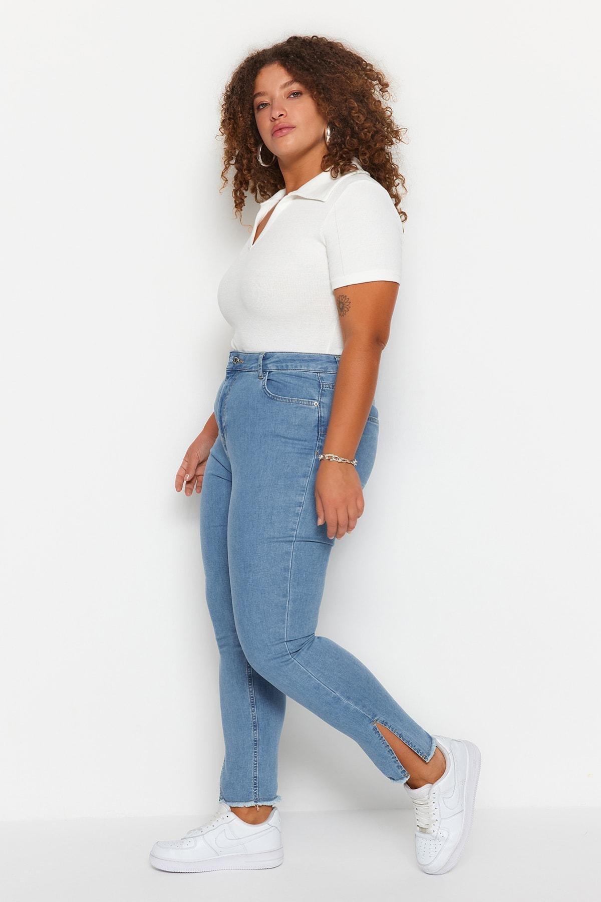 Blue Skinny Plus Size Jeans, , large image number 1