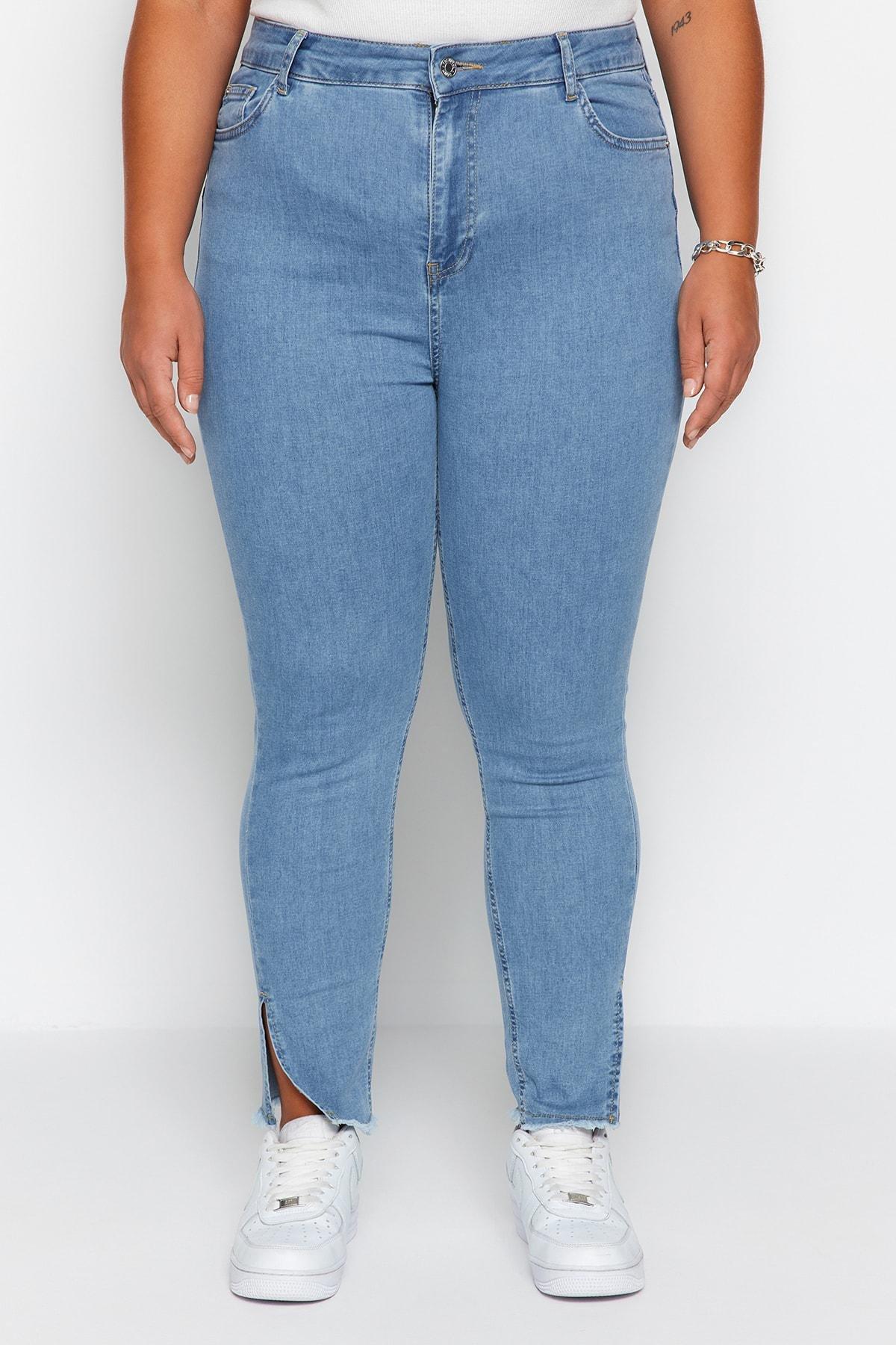 Blue Skinny Plus Size Jeans, , large image number 5