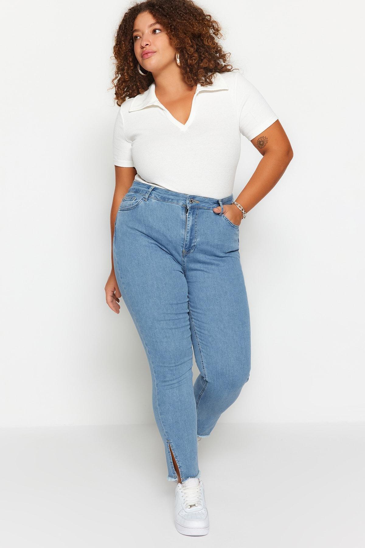 Blue Skinny Plus Size Jeans, , large image number 10