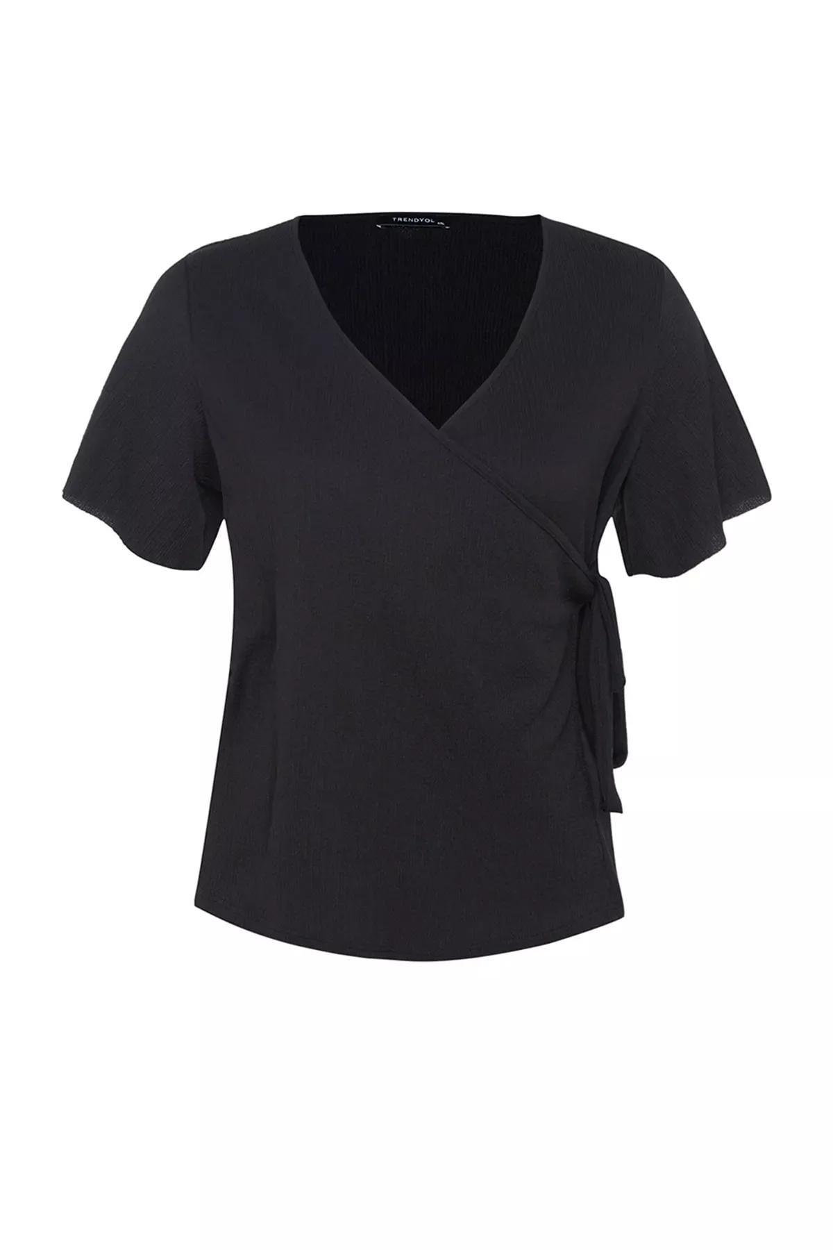 Black Fitted Plus Size Blouse, Black, large image number 5