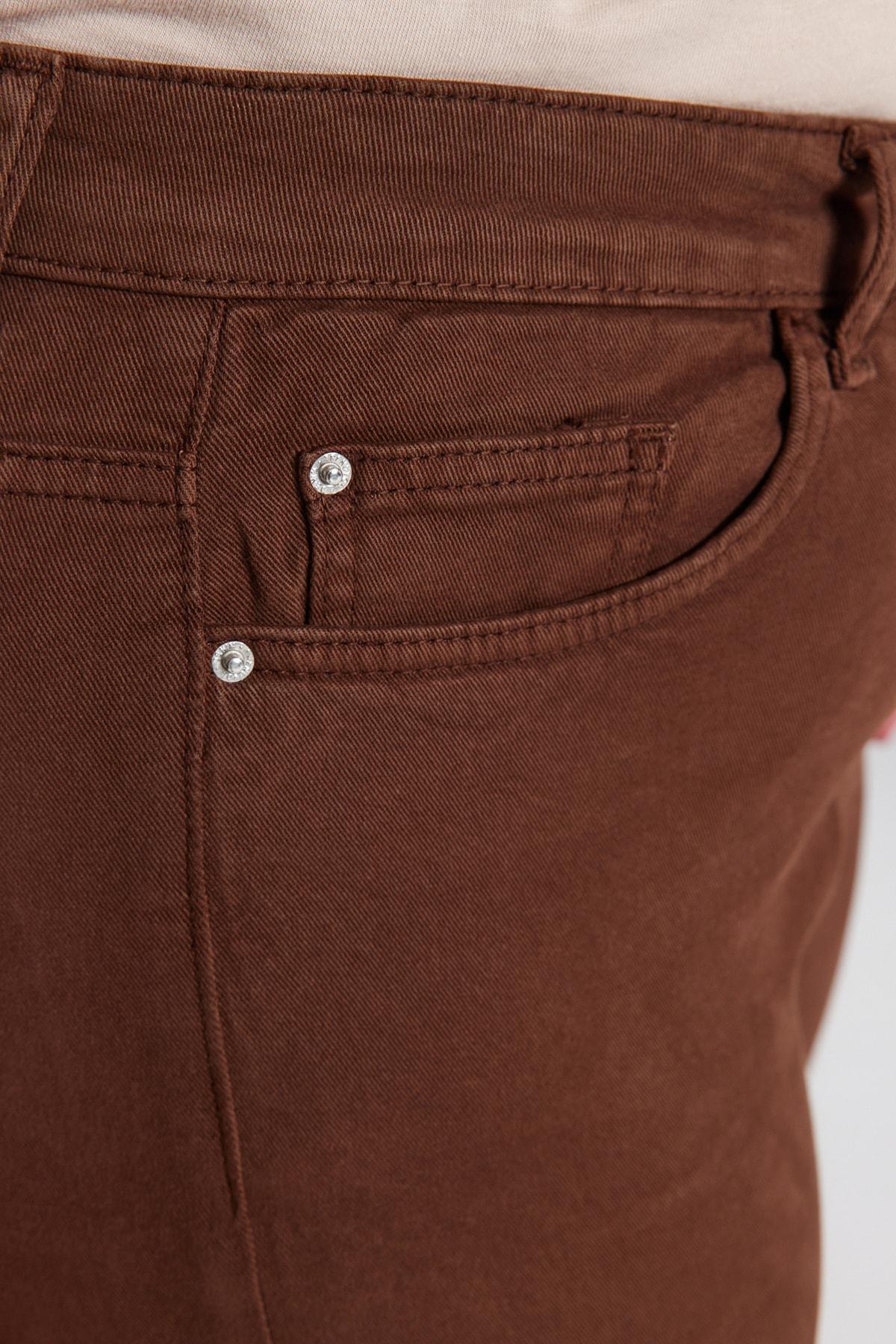 Khaki Wide Leg Plus Size Pants, Brown, large image number 4