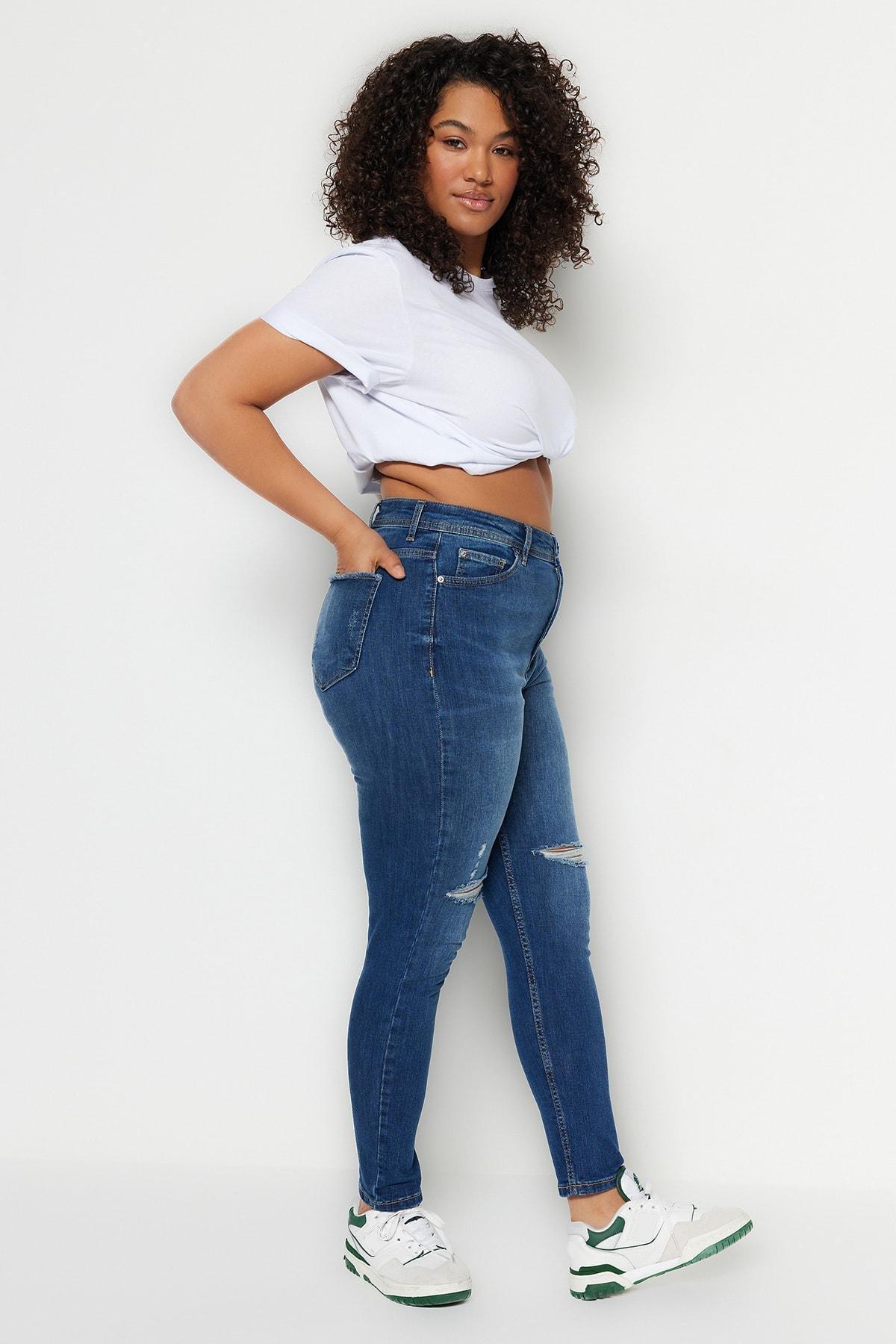Blue Skinny Plus Size Jeans, , large image number 0