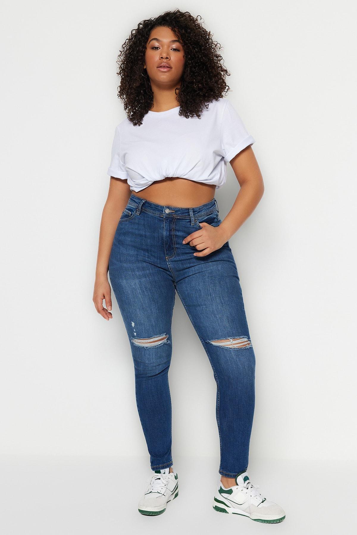 Blue Skinny Plus Size Jeans, , large image number 2
