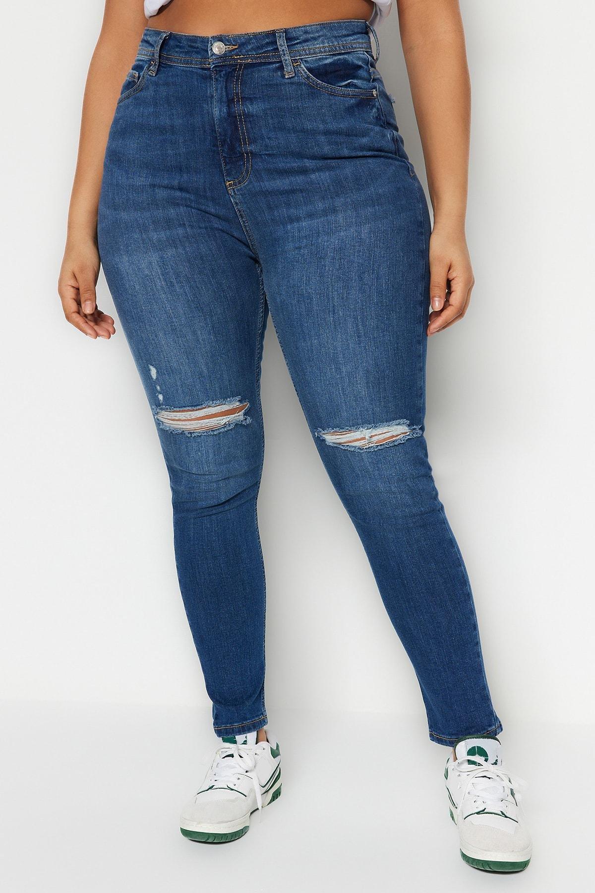 Blue Skinny Plus Size Jeans, , large image number 4