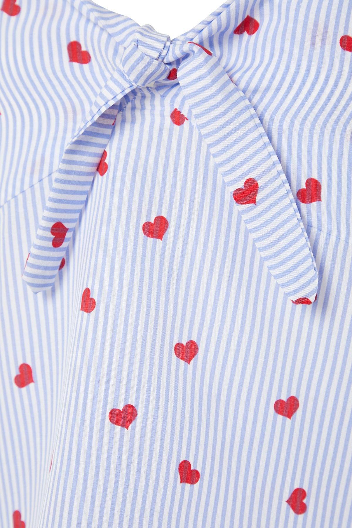 Blue Striped Heart Print Pajama Set, , large image number 7