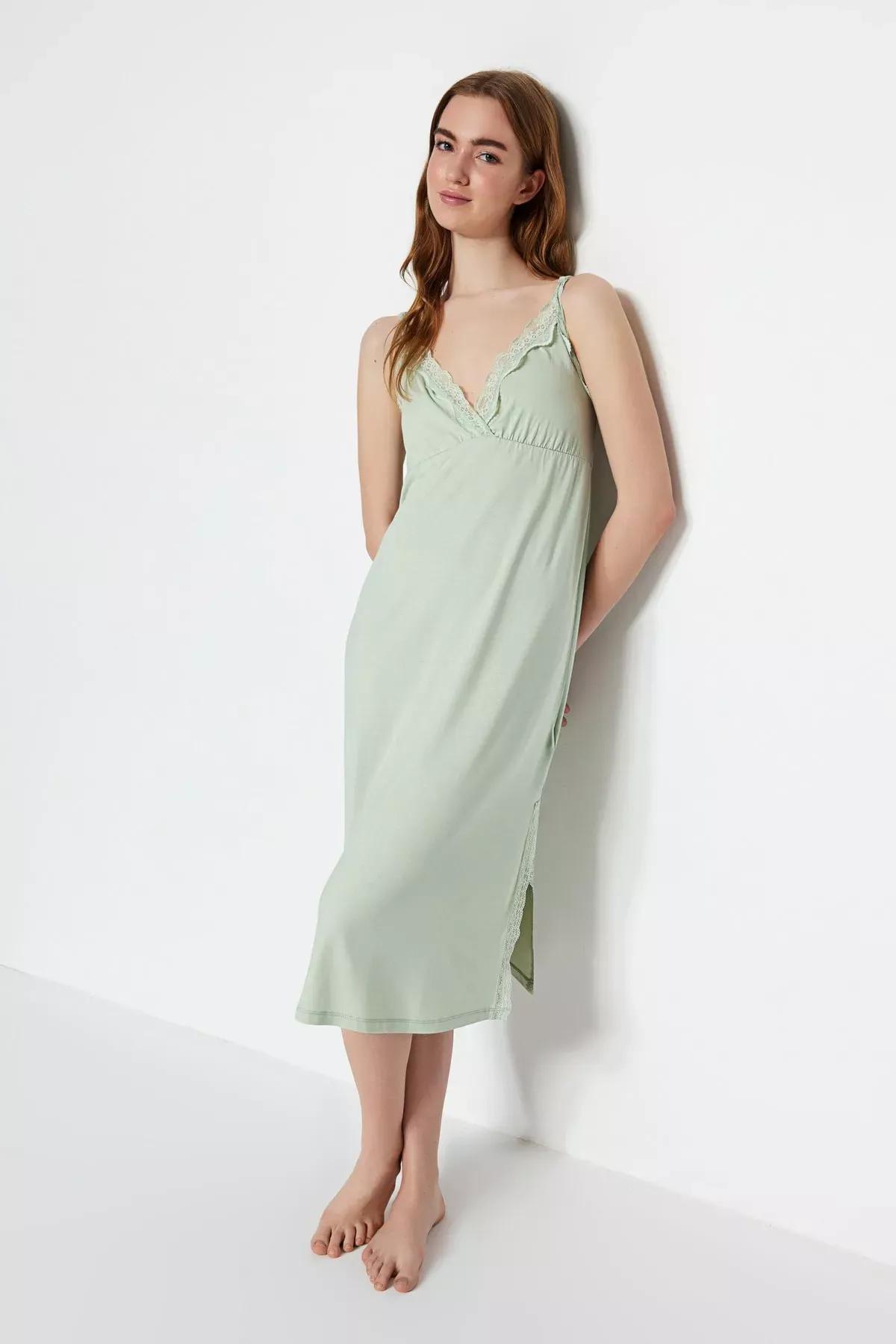 قميص نوم أساسي، أخضر, Green, medium