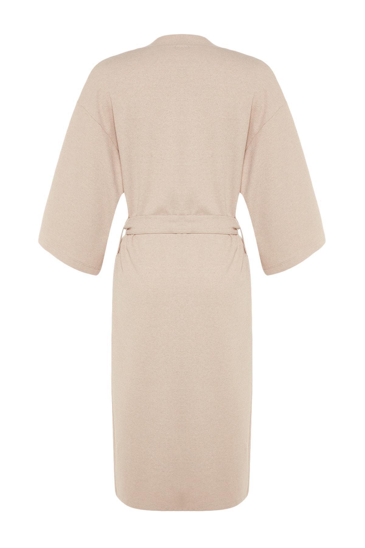 Beige Belted Dressing Gown, , large image number 6