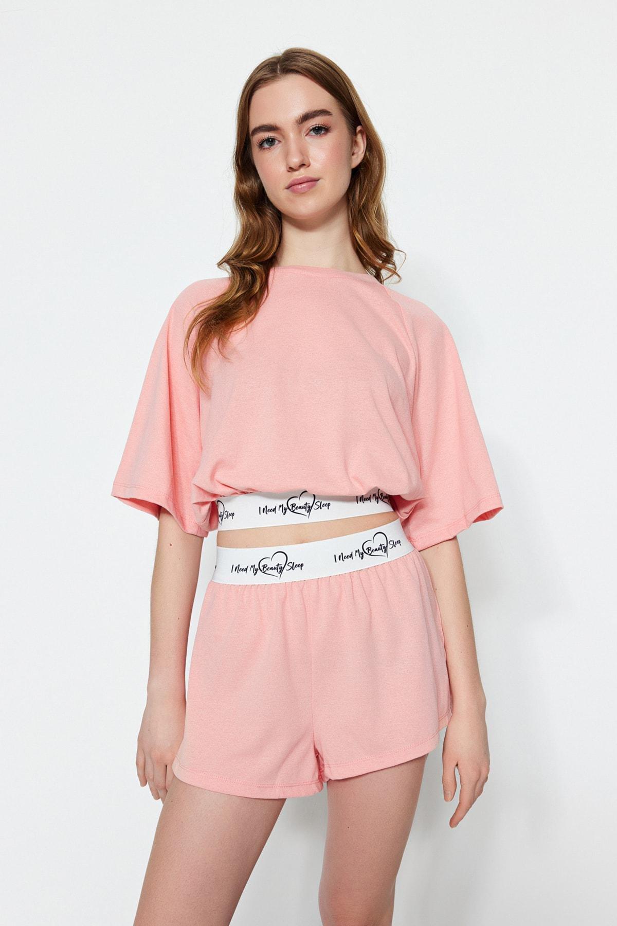 Pink Crew Neck Oversize Pajama Set, , large image number 0