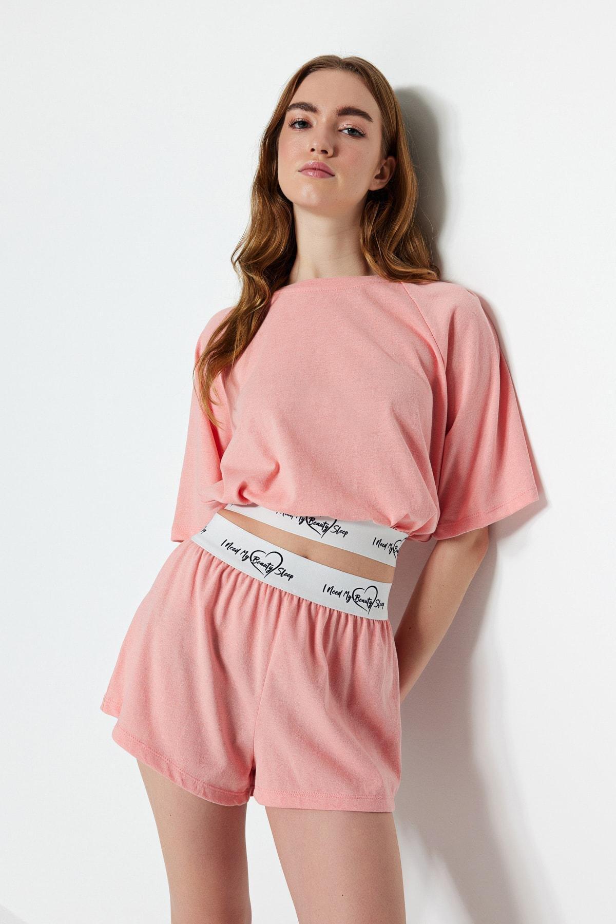Pink Crew Neck Oversize Pajama Set, , large image number 2