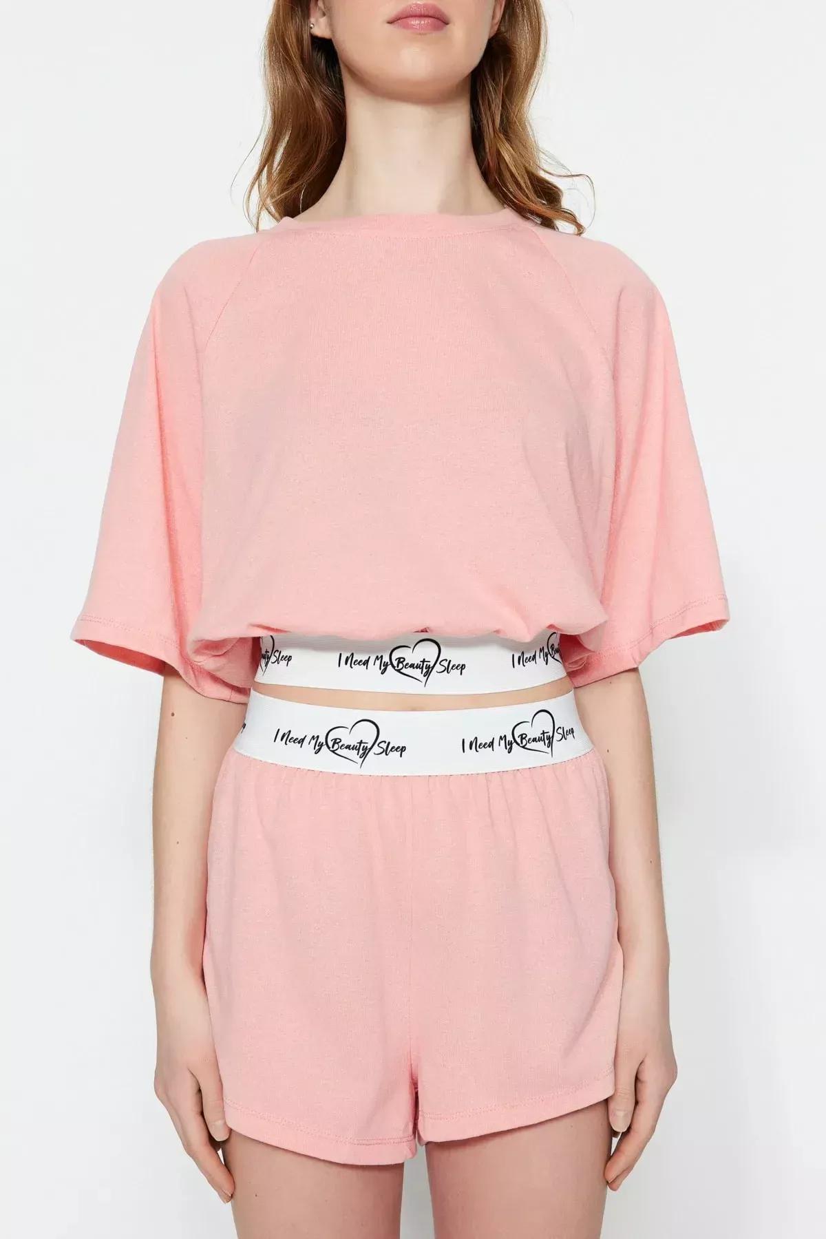 Pink Crew Neck Oversize Pajama Set, Pink, large image number 4