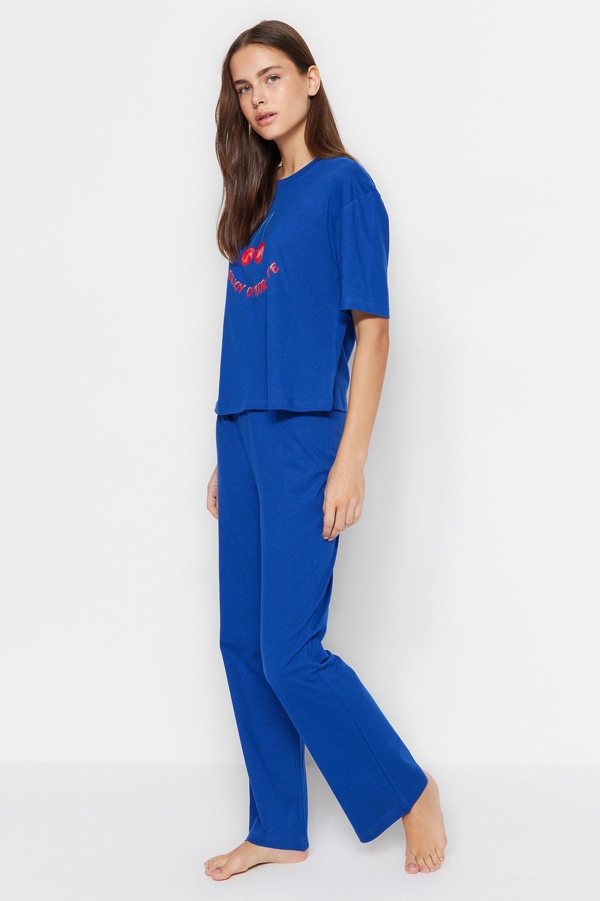 Navy Printed Pajama Set, , large image number 2