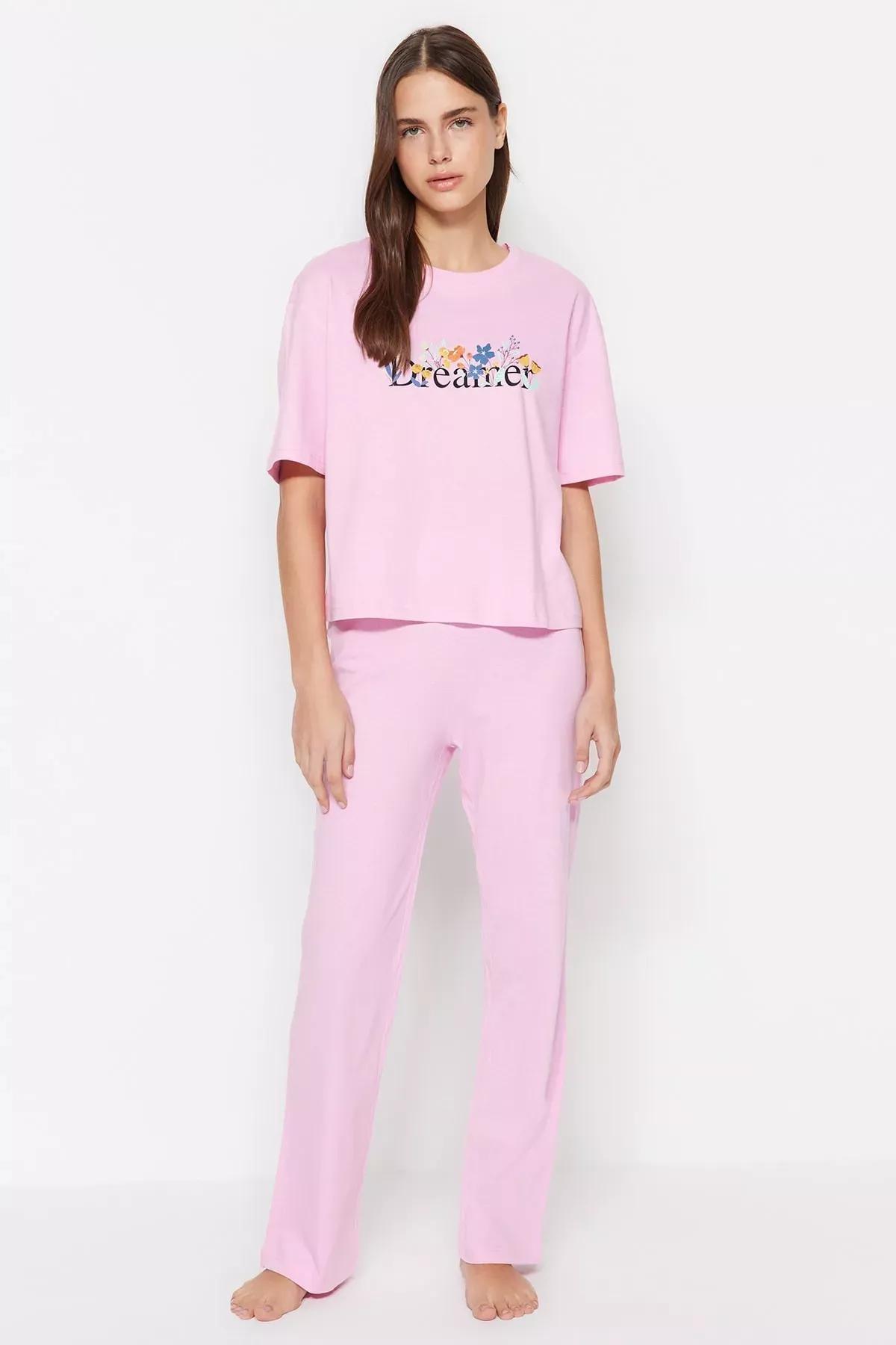 Pink Printed Pyjamas Set, , medium