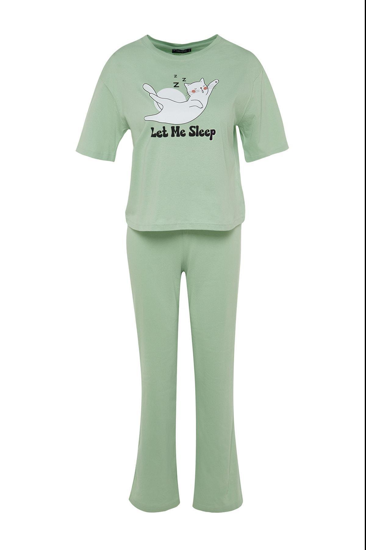 Green Printed Pajama Set, , large image number 6