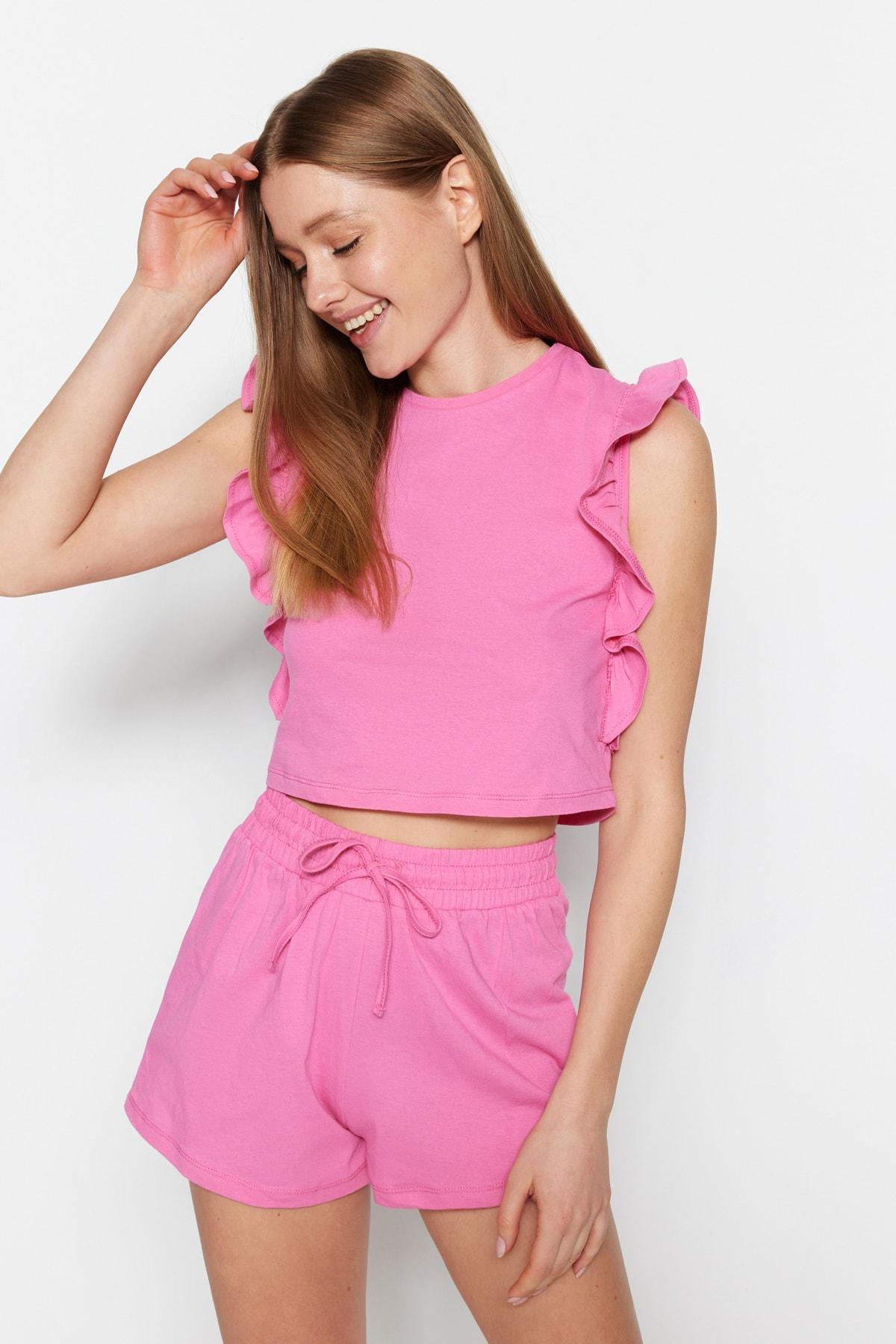 Pink Plain Pajama Set, , large image number 0