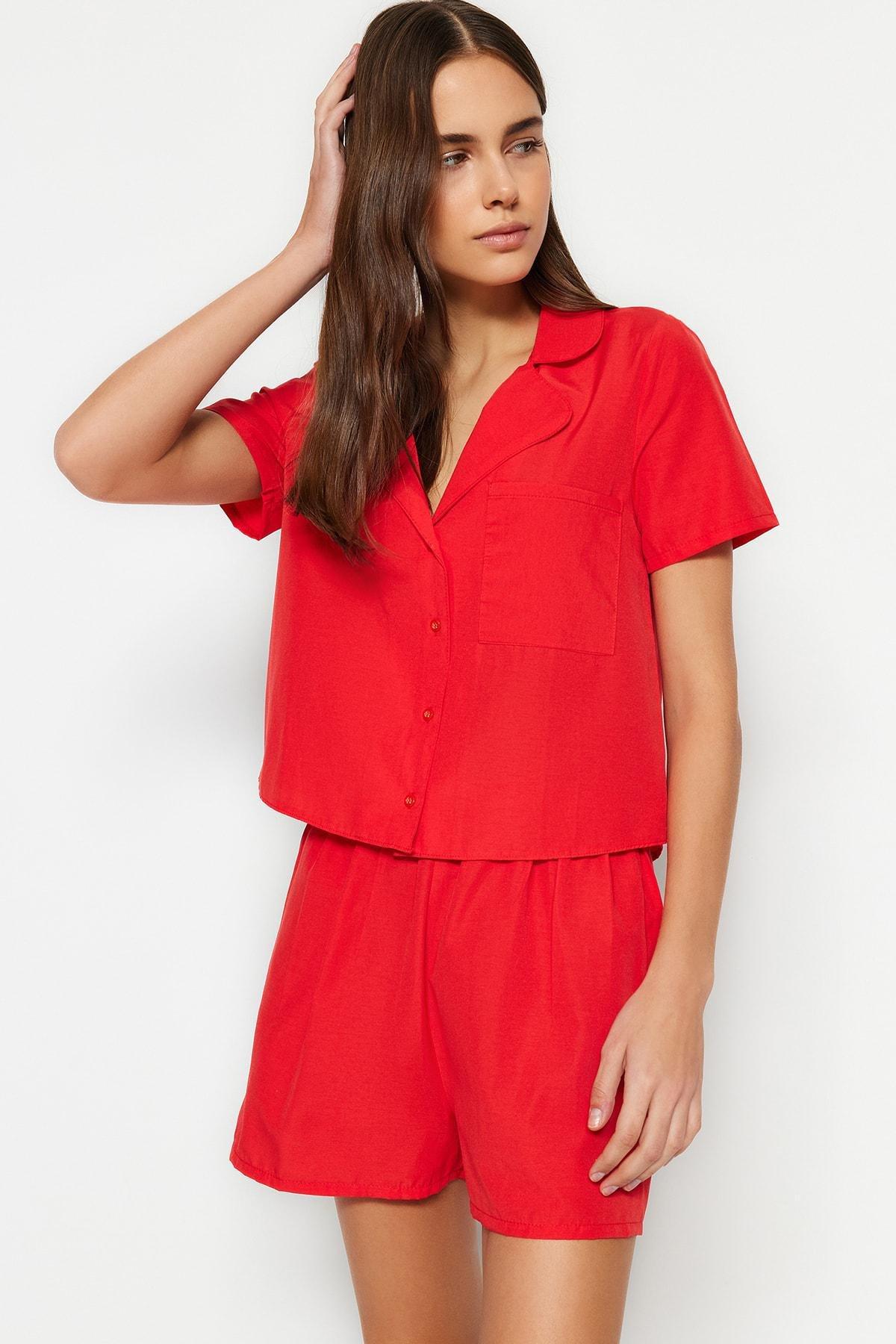 Red Relaxed Pajama Set, , large image number 0