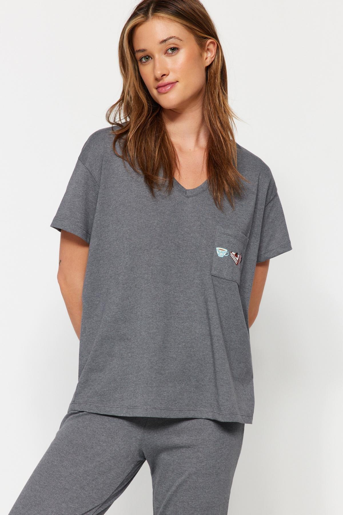 Grey Wide Knitted Pyjamas Set, , large image number 2