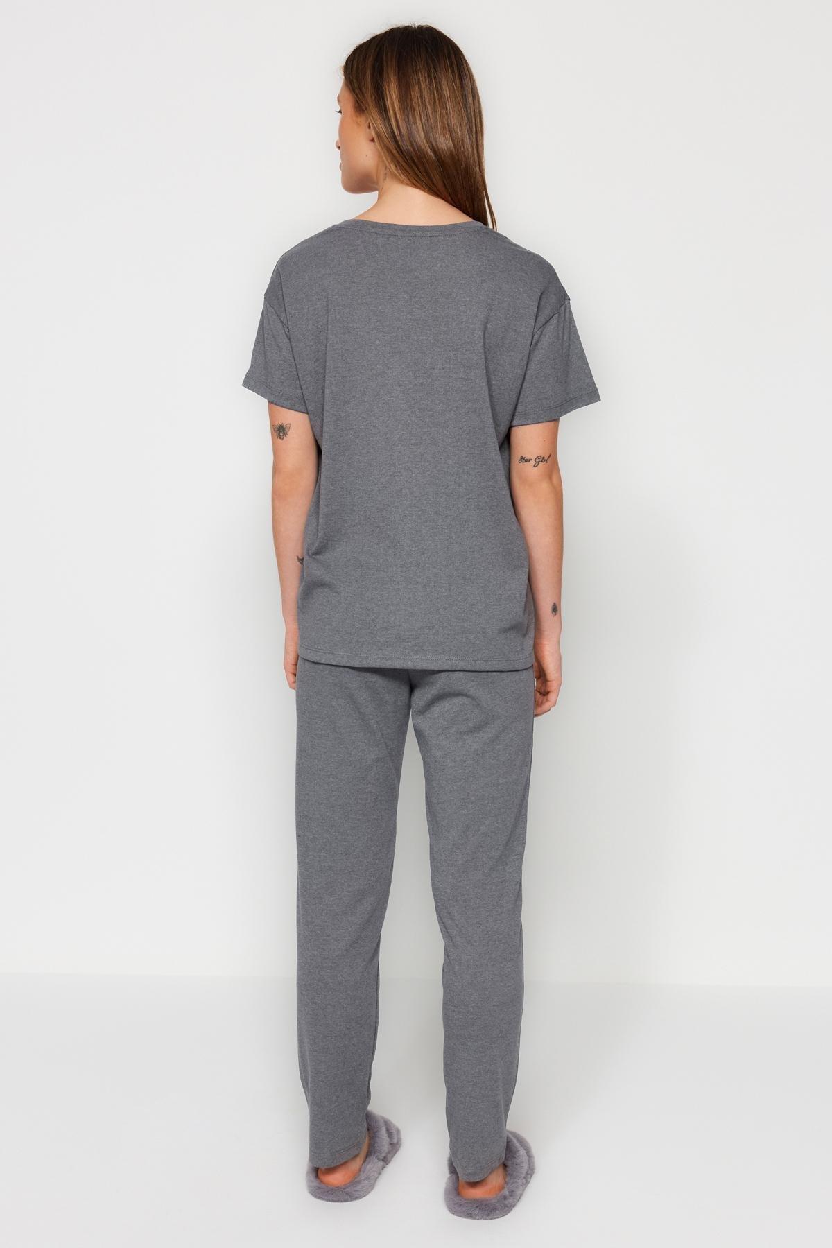 Grey Wide Knitted Pyjamas Set, , large image number 4