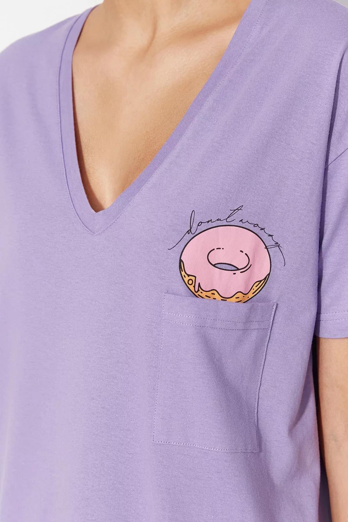 Pink V-Neck Pyjamas Set, Pink, large image number 3