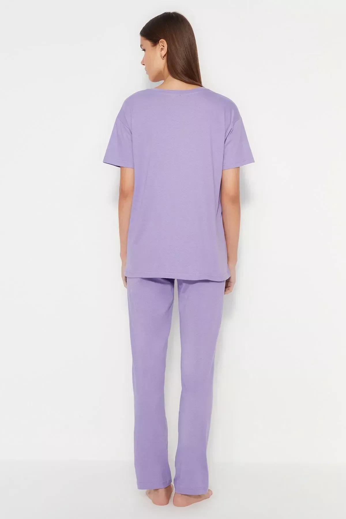 طقم بيجاما بفتحة رقبة V، وردي, Pink, large image number 10